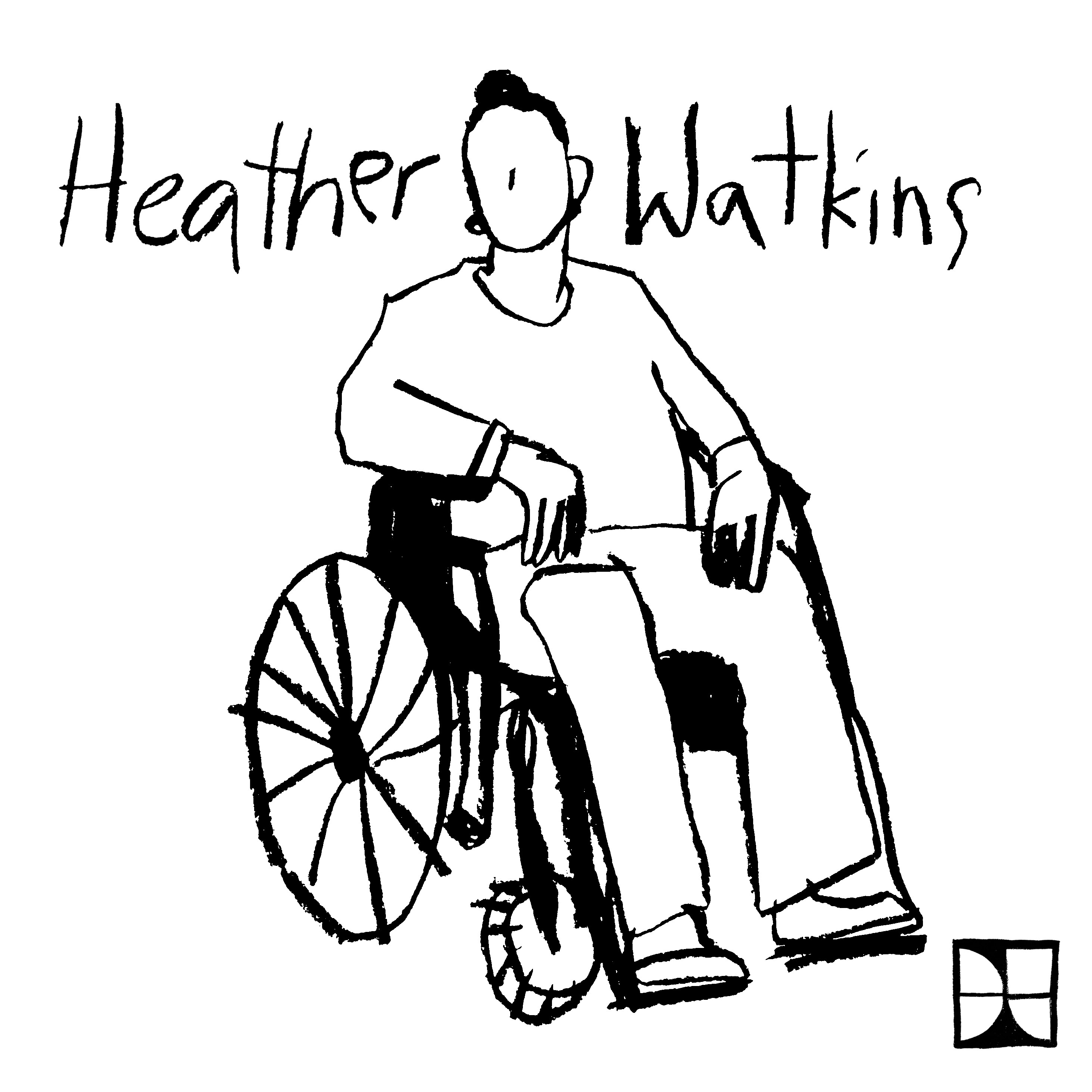 Heather Watkins drawn in black and white