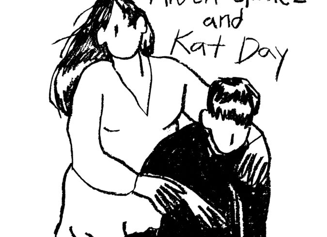 Sketch of Aiden Gamez and Kat Day